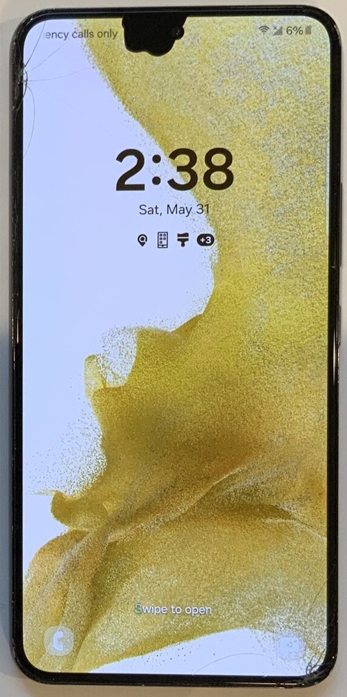 CRACKED SCREEN, GSM UNLOCKED SAMSUNG GALAXY S22, SM-S901U ANDROID SMARTPHONE