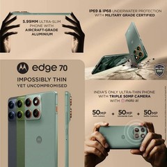 MOTOROLA Edge 70 ( Green, 256GB 8GB RAM) Snapdragon® 7 Gen 4 Global Version.