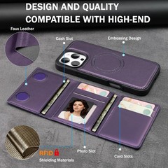 iPhone 14 pro max Wallet Case, 2-in-1 Detachable Phone Case, Card Holder RFID Bl