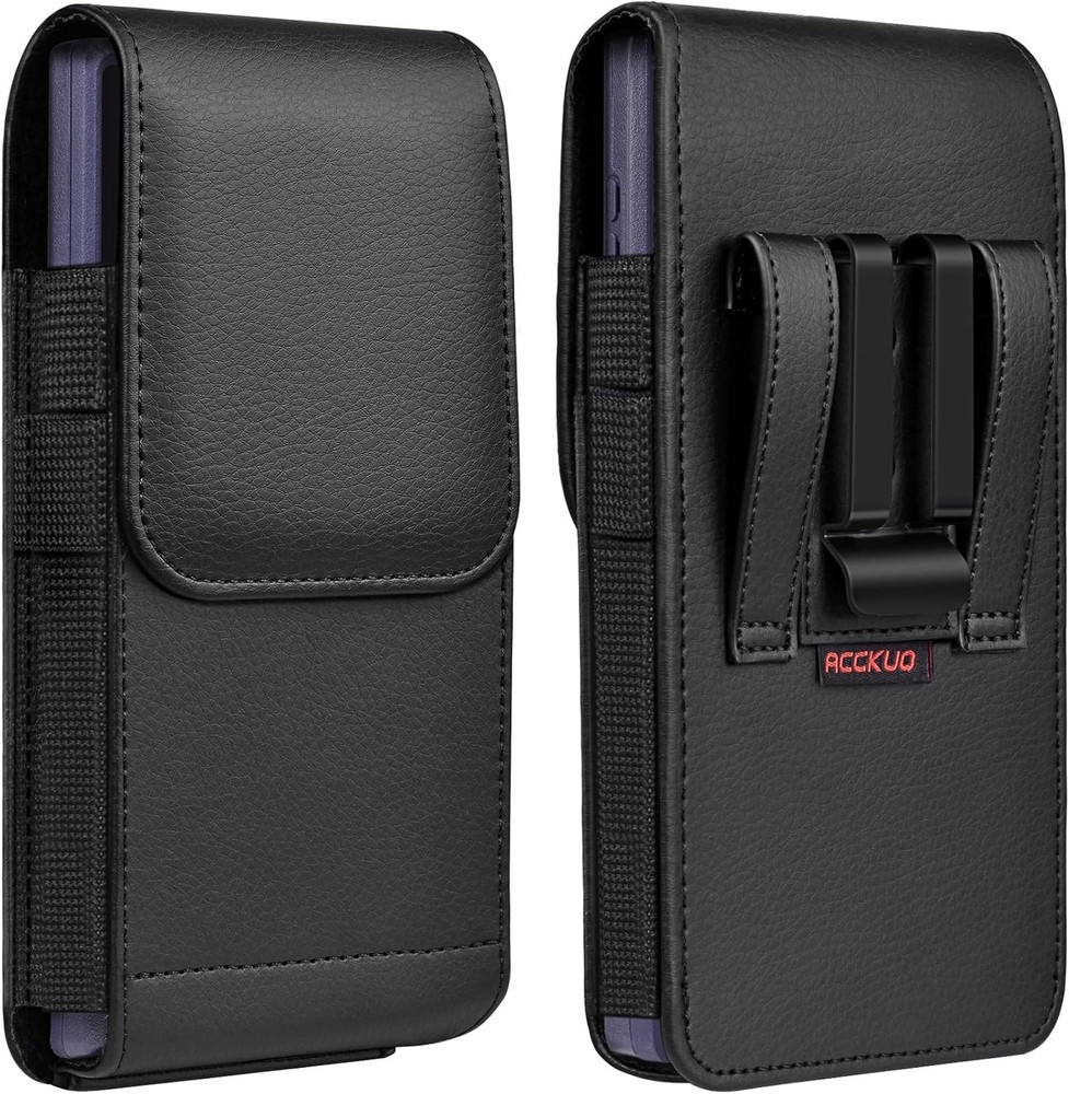 Leather Phone Holster with Strong Metal Belt Clip for iPhone 16/15/14/13/12 Pro