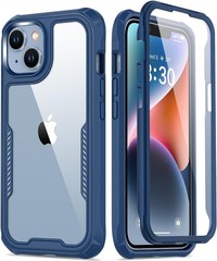 iPhone 14 Clear Case with Touch-Sensitive Built-in Screen Protector, Blue 6.1″