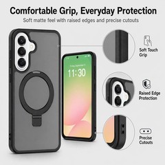 Case for Samsung Galaxy A57 5G, Translucent Magnetic Car Mount with Kickstand