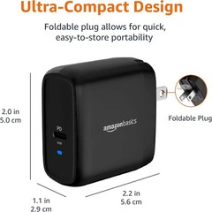 65W One-Port GaN USB-C Wall Charger with Power Delivery PD 3.0, Foldable Plug