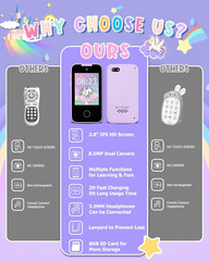 Kids Smart Phone Gifts for Girls 6-8 Year Old,Touchscreen Toy Cell Phone with Mu