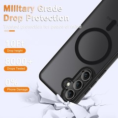 Matte Black Magnetic Phone Case for Samsung Galaxy S25 FE with Screen Protector