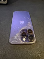iPhone 14 Pro 256GB Purple Verizon CRACKED BACK WORKS FINE 81% BH