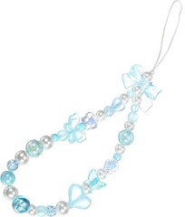 Cute Blue Phone Charm, Butterfly Heart Bow Shape Cellphone Case Charm Strap Aest