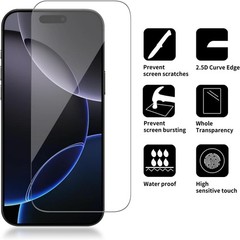 4PCS Glass Screen Protector for iPhone 16 Pro Max 9H Hardness Scratch Resistant