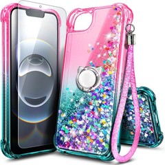 iPhone 16e & iPhone 17e Case, Glitter Liquid Sparkle Cute Cover for Women Girls