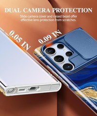 Samsung Galaxy S23 Ultra Case with Slide Camera Cover, Slim Marble Design 6.8″