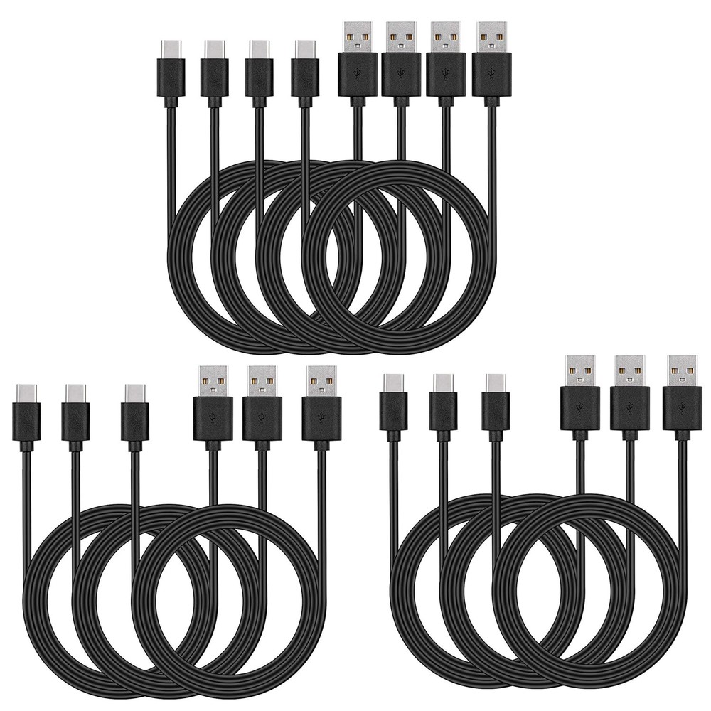 USB C Cable Bulk 10-Pack 3ft Type C Phone Charger Lot Black