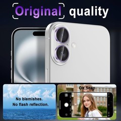 9H Hardness Camera Lens Protector for iPhone 16/16 Plus, Deep Purple