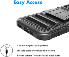 iPhone 12 Pro Max Case, 6.7 Inch Armor Defender Locking Swivel Holster Belt Clip