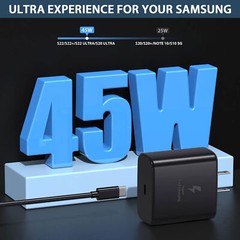 45W PD Fast Wall Charger+Type-C Cable For Samsung Galaxy S23 S22 S21 S20 Ultra H