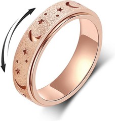 5 Colors Anxiety Ring for Women Men, Titanium Stainless Steel Spinner Ring, 6MM