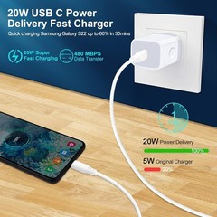 Fast Charger USB-C Wall Charger for Samsung Galaxy A14 5G, Pixel 7 6FT