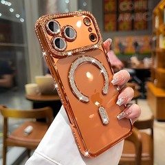 Glitter Diamond Magnetic Case for iPhone 17 Pro Max Clear Support Wireless Charg