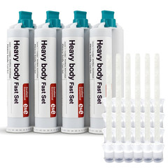 E&E Heavy Body Fast Set, Set of 4 X 50Ml Cartridge + 24 Mixing Tips, 40 Seconds