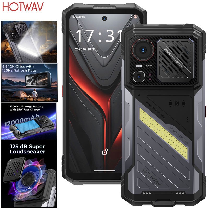 Unlock 5G HOTWAV Hyper 8 Pro Android 15 AI Rugged Smartphone 120Hz Loud Speaker