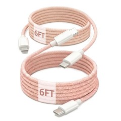 USB C to C Charger Cable 60W Fast Charging Braided Nylon Type C Cord 6FT 2-Pack