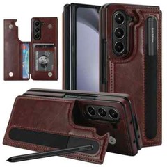 For Galaxy Z Fold 5 5G Case with S Pen Holder, Wallet Case, Hybrid, Card Slot