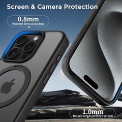 360° Rotatable Ring Stand Magnetic Case for iPhone 15 Pro 6.1 inch, Matte Black
