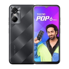 Tecno POP 6 Pro (Polar Black, 2GB RAM,32GB Storage) | Front Flash | 8MP Dual Cam