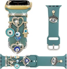 Stylish Silicone Band Compatible with Apple Watch Bands Women 38-49mm with Charm