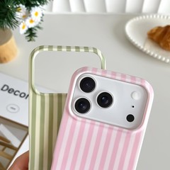 Cute Striped Soft TPU Slim Shockproof Phone Cover for iPhone 17 Pro, Pink, Women