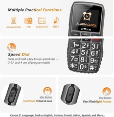 C1+4G Pro Black – Big Buttons Cell Phone for SeniorsBasic Phone with SOS Button