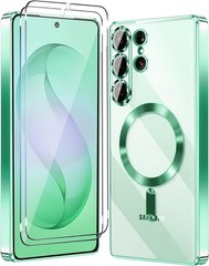 Clear Luxury Shockproof Magnetic Glossy Case for Samsung Galaxy S26 Ultra, Green