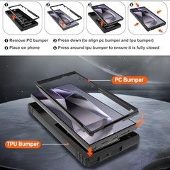 Fit for Samsung Galaxy S24 Ultra Phone Case with 360° Ring Kickstand & Screen Pr