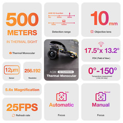 AGM G2 Guardian Unlocked Rugged Smartphone Autofocus 500m/yd Thermal Monocular