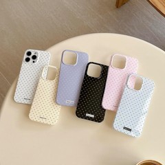 iPhone 16 Pro Max Case with Polka Dot Pattern Silicone Design Cute Fashion Girly