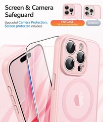 Light Pink iPhone 15 Pro Case: Military Grade Shockproof, Translucent Matte Desi