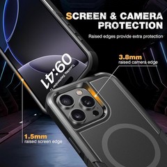 Shockproof Heavy Duty Case for iPhone 16 Pro Max, Black, with Privacy Screen Pro