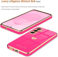 Samsung Galaxy S25 Plus Case for Women Girl Cute Love-Heart Luxury Bling Hot Pin