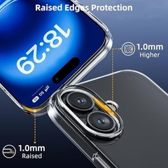 Clear iPhone 17 Case with Screen Protector, Shockproof Slim TPU Cover, Wireless