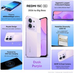 REDMI 15C 5G Factory Unlocked 6GB 128GB MediaTek Dimensity 6300 Global Version