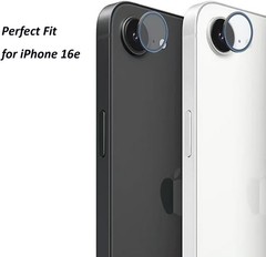 2 Pack Camera Lens Protector 9H Tempered Glass for iPhone 17e, 16e – Black