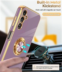 Galaxy A14-5G Phone Case: 2 Pack Tempered Glass Screen Protector with Ring Holde