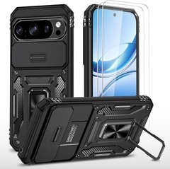 2 Pack Google Pixel 10/10 Pro Case with Slide Camera Cover and Screen Protector