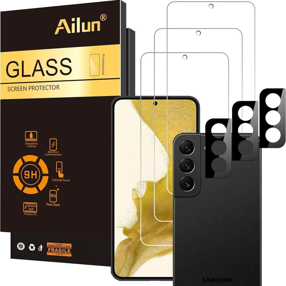 3+3 Pack Screen Protector & Camera Lens Protector for Galaxy S22+ Anti-Scratch