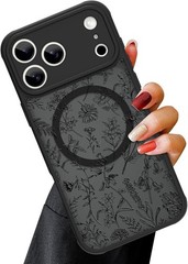 Magnetic Case for iPhone 17 Pro Max (6.9″) with Screen Protector, Cute Floral De