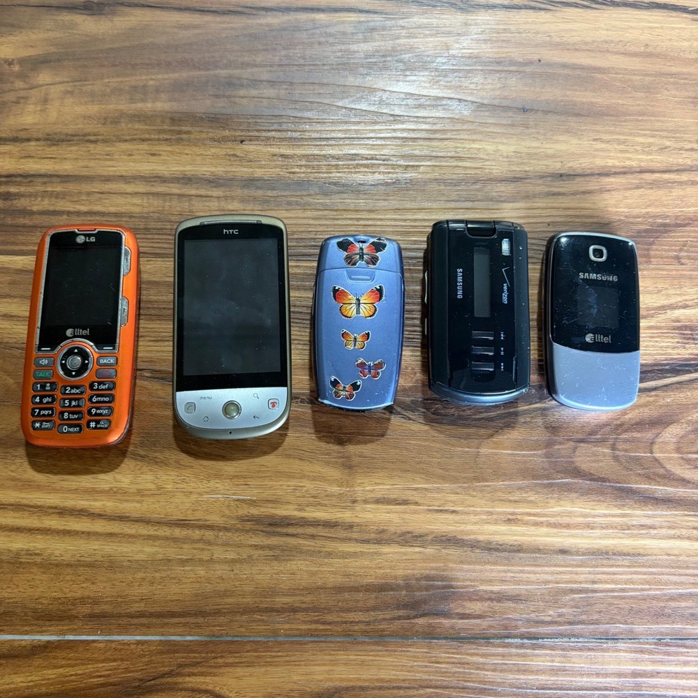 Vintage Cell Phone Lot of 5 Samsung LG HTC Alltel Verizon Flip Phones Untested