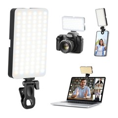 Portable Selfie Light for iPhone: 90 LED Rechargeable Phone Fill Black