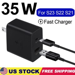 35W PD Power Adapter Duo Wall Charger+3ft Cable For Samsung S24 S23 S22 S21 S20
