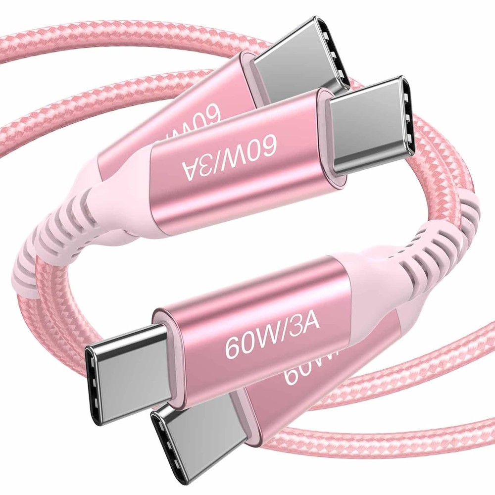 USB C to USB C Cables 6ft Pink (2 Pack), 60W Fast Charging Cable for iPhone 15,
