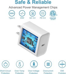 20W USB-C Fast Charger Block for iPhone 17/17 Pro Max 10FT Cable