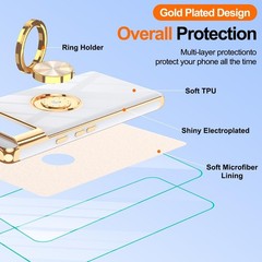for Google Pixel 6 Phone Case: 2Pcs Screen Protector, 360° Rotation Ring Holder